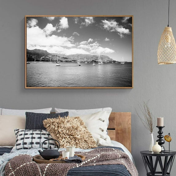wall26 Framed Canvas Wall Art for Living Room, Bedroom Bright Day on Sea Canvas Prints for Home Decoration Ready to Hang - 24x36 inches