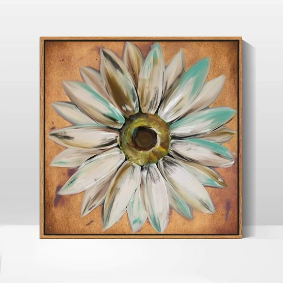 wall26 Framed Canvas Wall Art for Living Room, Bedroom Daisy Theme Canvas Prints for Home Decoration Ready to Hang - 16x16 inches