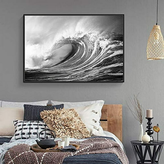 wall26 Framed Canvas Wall Art for Living Room, Bedroom Rising Waves II Canvas Prints for Home Decoration Ready to Hang - 16x24 inches