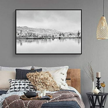 wall26 Framed Canvas Wall Art for Living Room, Bedroom Wide Lake Canvas Prints for Home Decoration Ready to Hang - 16x24 inches