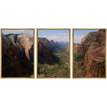 wall26 Framed Wall Art Print Set Aerial View Arizona Grand Canyon Valley Nature Wilderness Photography Realism Rustic Colorful Multicolor Ultra for Living Room, Bedroom, Office - 16&quot;x24&quot;x3