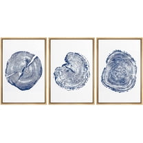 wall26 Framed Wall Art Print Set Blue and White Wood Grain Rings Nature Wilderness Digital Art Modern Art Rustic Scenic Colorful for Living Room, Bedroom, Office - 24"x36"x3 Natural
