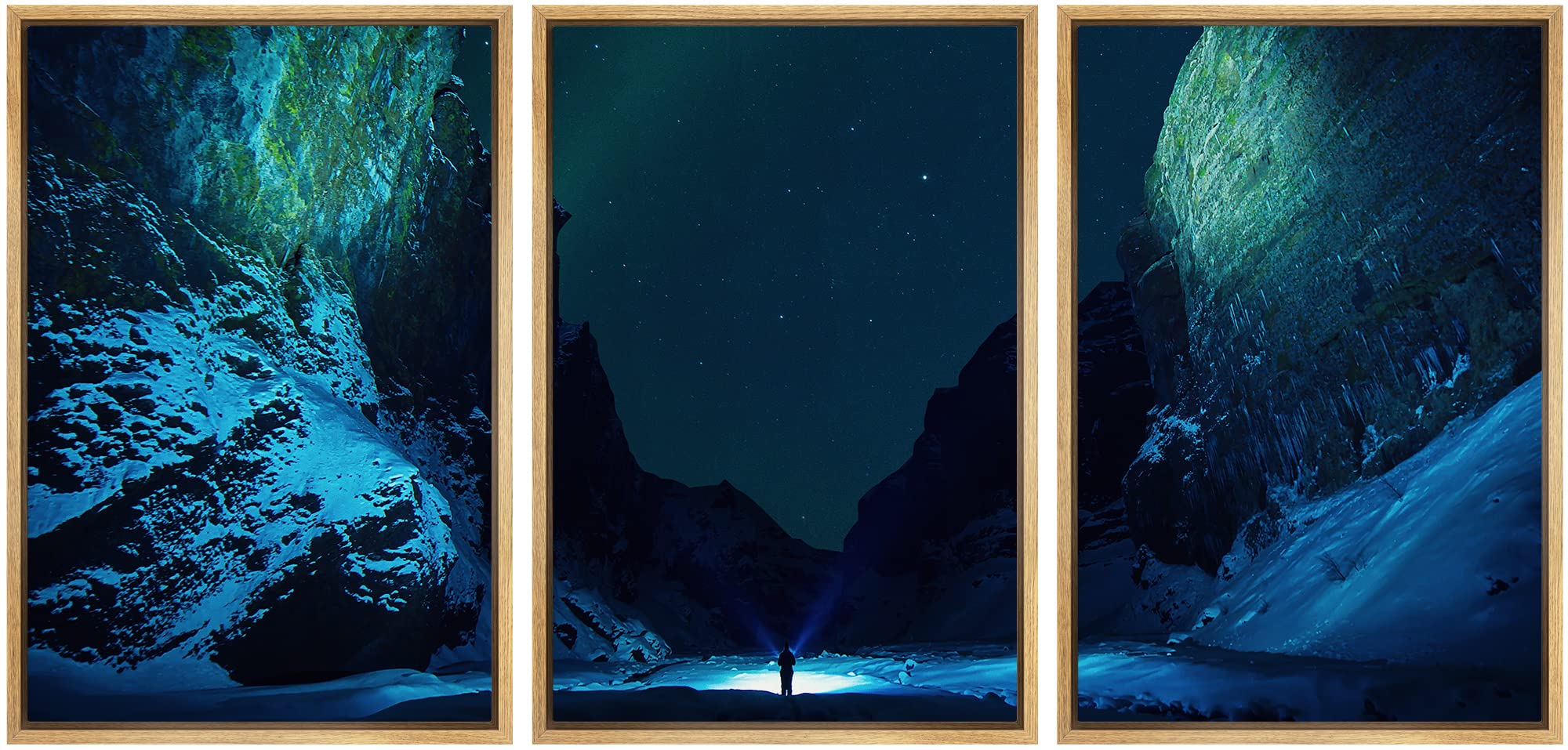 wall26 Framed Wall Art Print Set Blue & Teal Snowy Mountain Landscape ...