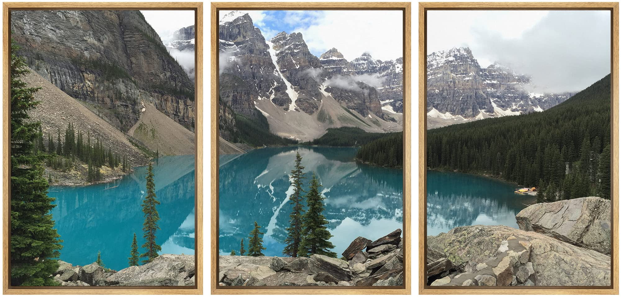 wall26 Framed Wall Art Print Set Bright Blue Lake Reflection of ...