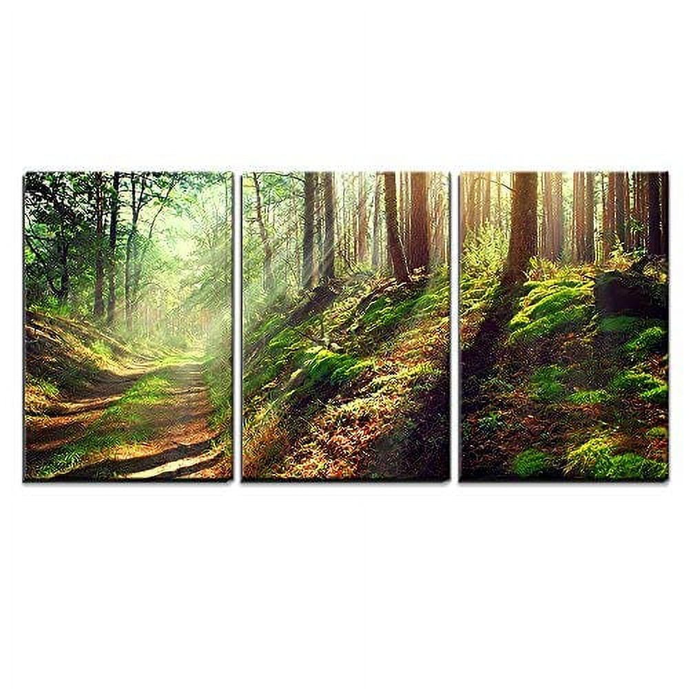 wall26 Framed Wall Art Print Set Misty Morning Sunlit Path in Autumn ...