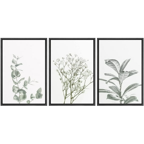 wall26 Framed Wall Art Print Set Pastel Forest and Jungle Plant Close Ups Nature Plants Digital Art Modern Art Rustic Landscape Relax/Calm for Living Room, Bedroom, Office Natural - 16"x24"