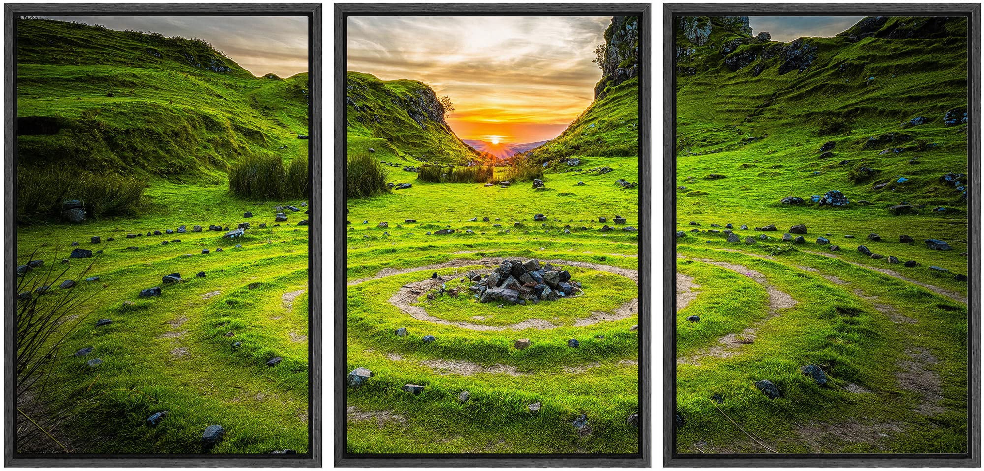 wall26 Framed Wall Art Print Set Rocky Irish Grassland Mountain at ...