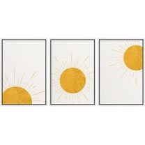 wall26 Framed Wall Art Print Set Shining Yellow Rising Sun Phases Nature Wilderness Illustrations Modern Art Rustic Scenic Colorful for Living Room, Bedroom, Office Natural - 24"x36"x3 Whit