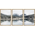 thumbnail image 1 of wall26 Framed Wall Art Print Set Washed Out Retro Mountain Lake Reflection Nature Wilderness Photography Modern Art Rustic Scenic Relax/Calm for Living Room, Bedroom, Office - 24"x36"x3 Nat, 1 of 5