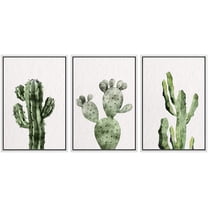 wall26 Framed Wall Art Print Set Watercolor Southwestern Desert Cactus Nature Wilderness Illustrations Modern Art Rustic Scenic Colorful for Living Room, Bedroom, Office Natural - 16"x24"x3