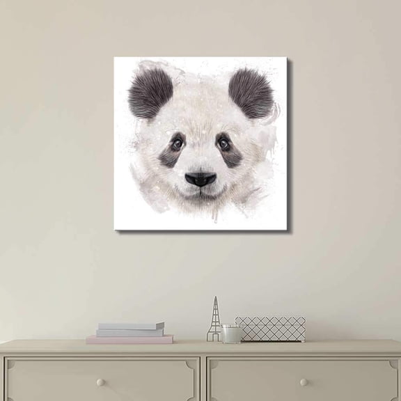 wall26 - Fun and Colorful Splattered Watercolor Panda Bear - Canvas Art Home Art - 12x12 inches