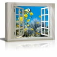 thumbnail image 1 of wall26 -Glimpse into Deep Sea View and Tropical Fish out of Open Window | Modern Wall Decor/Home Decoration Stretched Gallery Canvas Wrap Giclee Print &amp; Ready to Hang - 36" x 48", 1 of 5