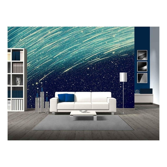 wall26 - Glitter Vintage Lights Background. Light Silver, Blue and Black. Defocused. - Removable Wall Mural | Self-Adhesive Large Wallpaper - 66x96 inches