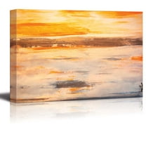 wall26 - Gold and Brown Textured Stripes Creating a Sunset Over a Cream Background - Canvas Art Home Art - 32x48 inches