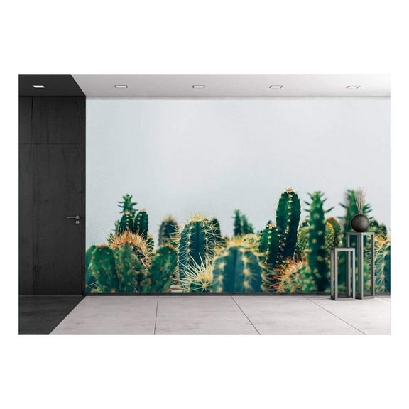 wall26 - Green Cactus Against White Background - Removable Wall Mural | Self-Adhesive Large Wallpaper - 100x144 inches
