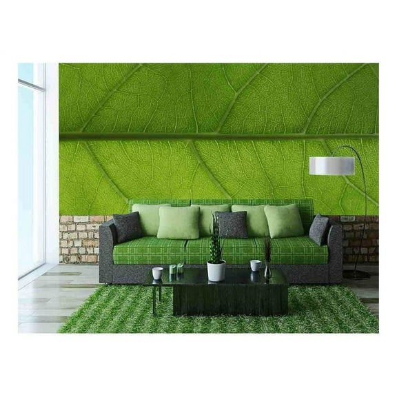 wall26 - Green Leaf Background - Removable Wall Mural | Self-Adhesive Large Wallpaper - 100x144 inches