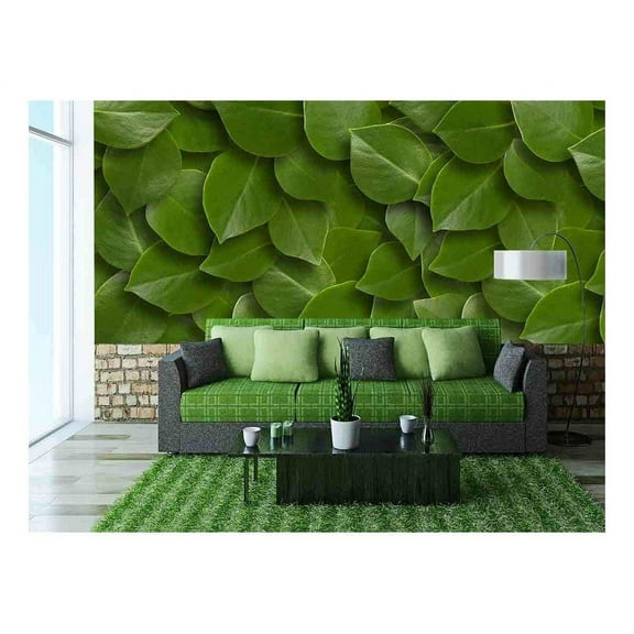 wall26 - Green Leaves Background. Close up - Removable Wall Mural | Self-Adhesive Large Wallpaper - 100x144 inches