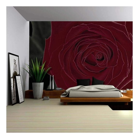wall26 - Green Leaves Behind a Beautiful Rich Red Rose - Wall Mural, Removable Sticker, Home Decor - 66x96 inches