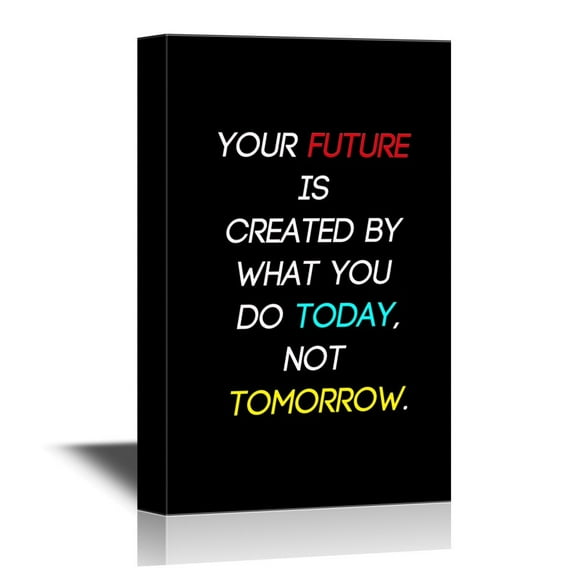 wall26 Gym & Fitness Quotes Canvas Wall Art - Your Future is Created by What You Do Today Not Tomorrow - Gallery Wrap Modern Home Art | Ready to Hang - 24x36 inches
