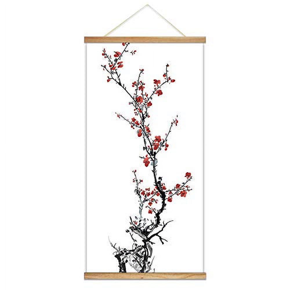 wall26 Hanging Poster Wooden Framed Beautiful Winter Flowers Theme Home
