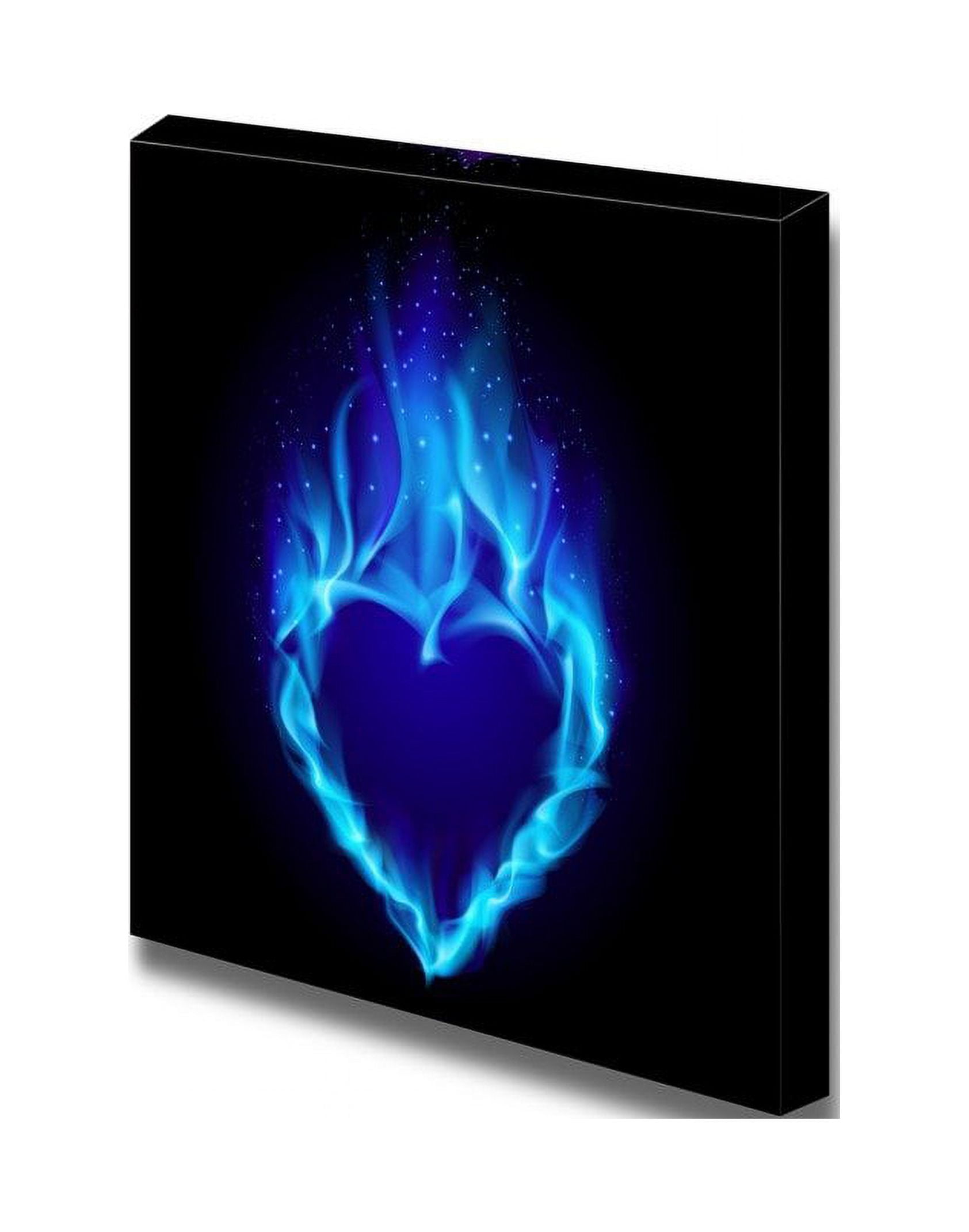 wall26 Heart in Blue Fire on Black Background for Home or Office Art