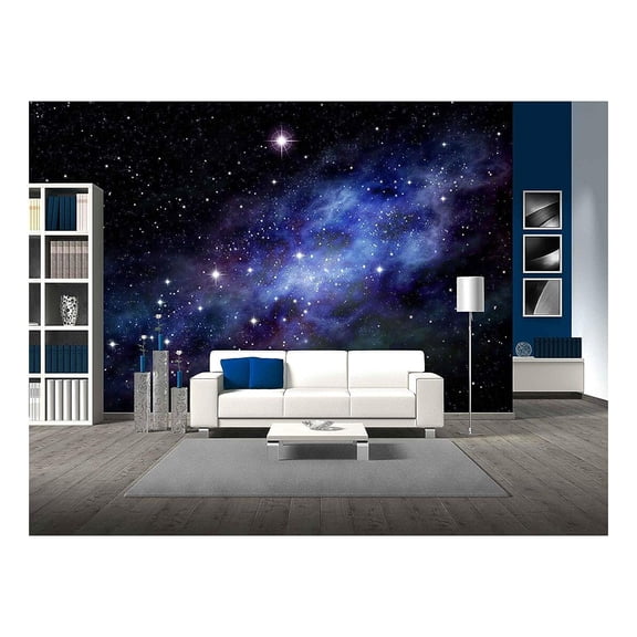 wall26 - Imaginary Background of deep Space and Star Field - Removable Wall Mural | Self-Adhesive Large Wallpaper - 66x96 inches
