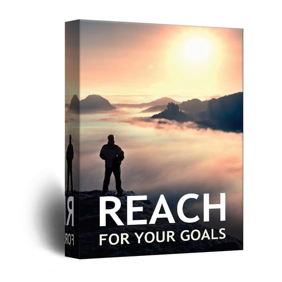 wall26 - Inspirational Quotes Canvas Wall Art - Reach for Your Goals - Giclee Print Gallery Wrap Modern Office Decoration Ready to Hang - 16x24 inches