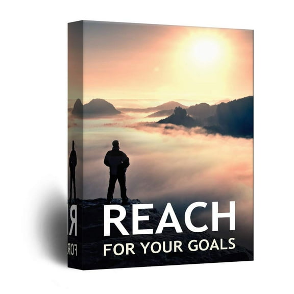 wall26 - Inspirational Quotes Canvas Wall Art - Reach for Your Goals - Giclee Print Gallery Wrap Modern Office Decoration Ready to Hang - 24x36 inches