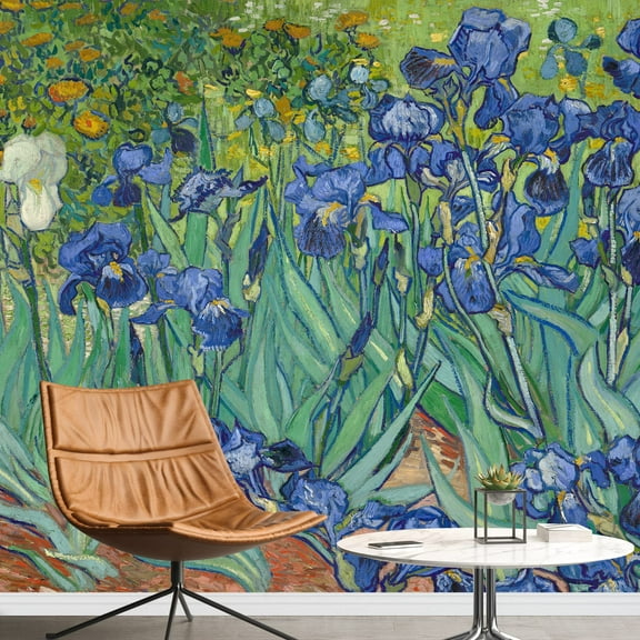 wall26 - Irises by Vincent Van Gogh - Dutch Impressionism - 20th Century Artist - Peel and Stick Large Wall Mural, Removable Wallpaper, Home Decor - 66x96 inches