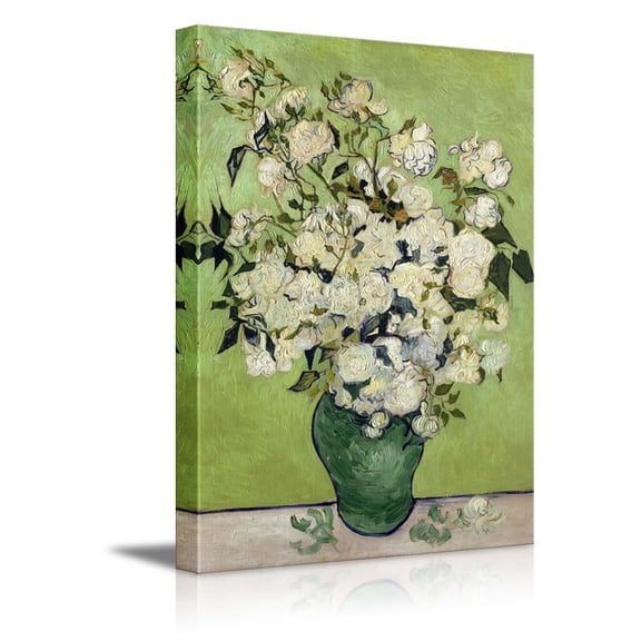 wall26 - Irises and Roses by Vincent Van Gogh - Canvas Print Wall Art Famous Oil Painting Reproduction - 12" x 18"