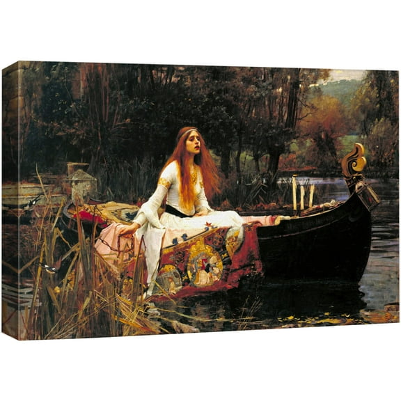 wall26 The Lady of Shalott by John William Waterhouse -World Famous Painting Replica on Wrapped Canvas Print Modern Home Art Wood Framed &amp; Ready to Hang - 32&quot; x 48&quot;