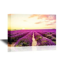 wall26 - Landscape Canvas Wall Art - Purple Lavender Field - Gallery Wrap Modern Home Art | Ready to Hang - 32x48 inches