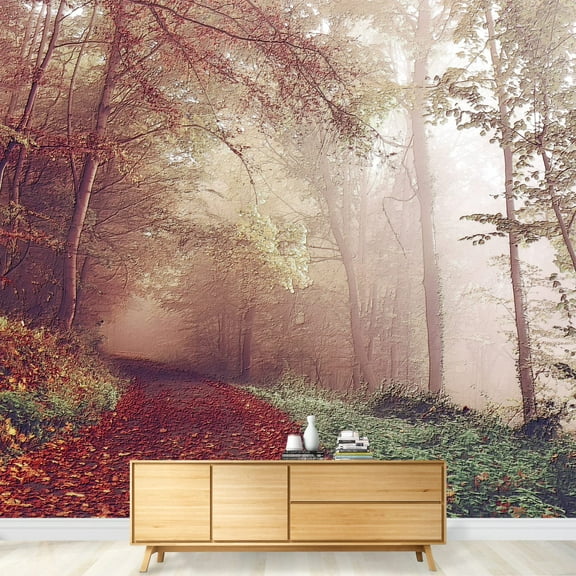 wall26 - Large Wall Mural - Oil Painting Style Landscape with Forest in Autumn | Self-Adhesive Vinyl Wallpaper/Removable Modern Wall Decor - 100x144 inches