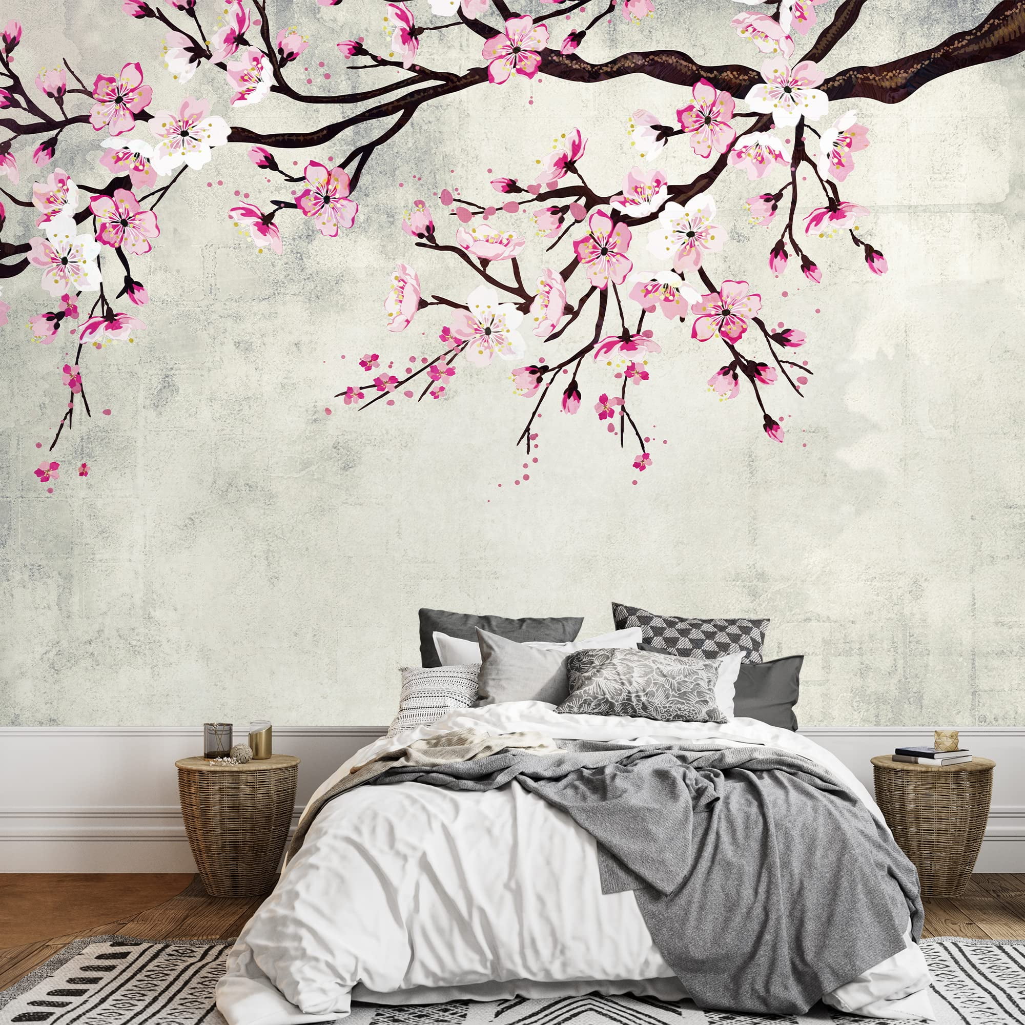 wall26 - Large Wall Mural - Dreamlike Pink Cherry Blossom with