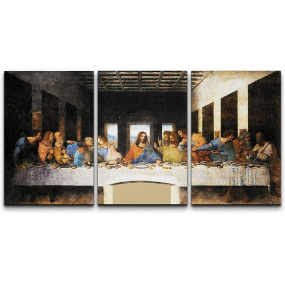 wall26 - Last Supper Leonardo Da Vinci - Canvas Art Wall Art -16"x24"x3 Panels