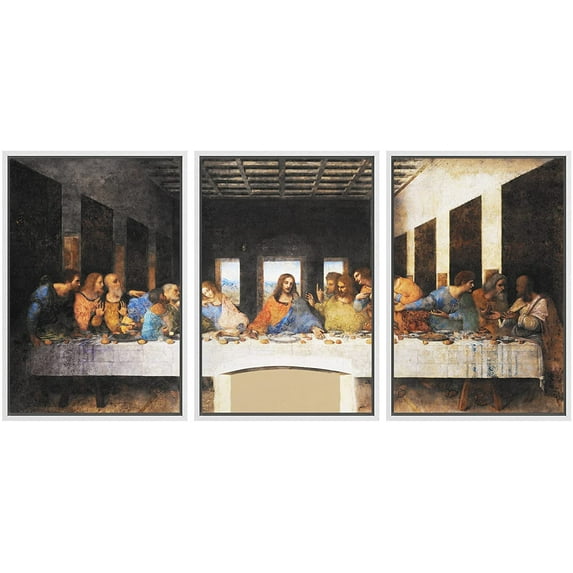 wall26 - Last Supper Leonardo Da Vinci - Framed Canvas Art Wall Art - 24"x36"x3 White