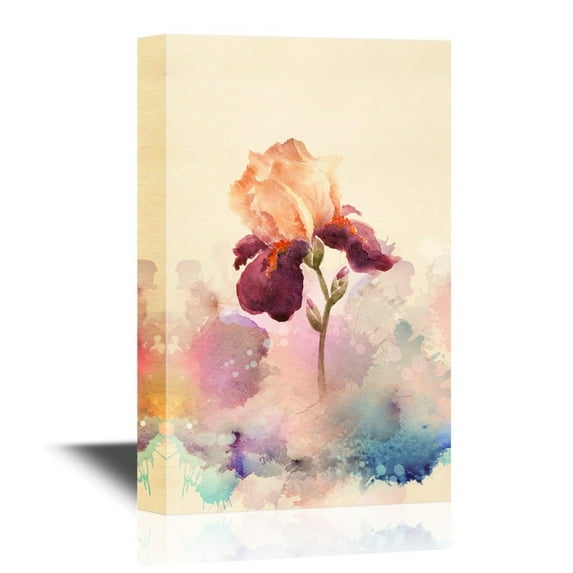wall26 - Leaf and Floral Canvas Wall Art - Abstract Flower on Watercolor Style Background - Gallery Wrap Modern Home Art | Ready to Hang - 16x24 inches