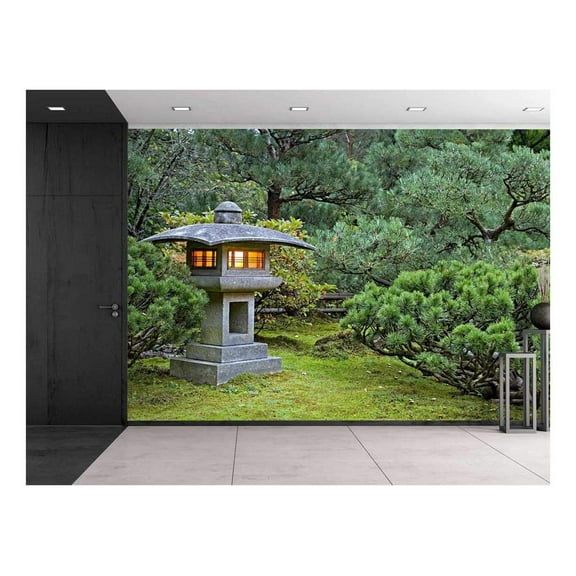 wall26 - Light Post on a Serene Park Surrounded by Trees - Wall Mural, Removable Sticker, Home Decor - 66x96 inches