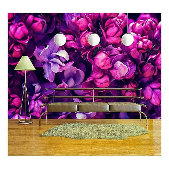 wall26 - Lilac Flowers Background - Removable Wall Mural | Self-Adhesive Large Wallpaper - 100x144 inches