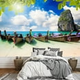 thumbnail image 1 of wall26 - Long Tail Boat on Tropical Beach with Limestone Rock, Krabi, Thailand - Removable Wall Mural | Self-Adhesive Large Wallpaper - 66x96 inches, 1 of 6