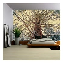 wall26 - a Low Angle Shot of a Eastern White Pine Tree in a Snowy Forest During The Winter Season - Removable Wall Mural | Self-Adhesive Large Wallpaper - 100x144 inches