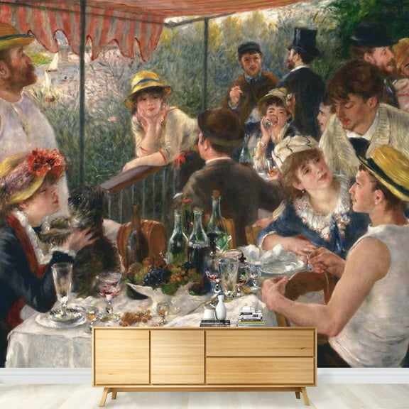 wall26 - Luncheon of The Boating Party by Pierre Auguste Renoir - French Impressionist - Peel and Stick Large Wall Mural, Removable Wallpaper, Home Decor - 66x96 inches