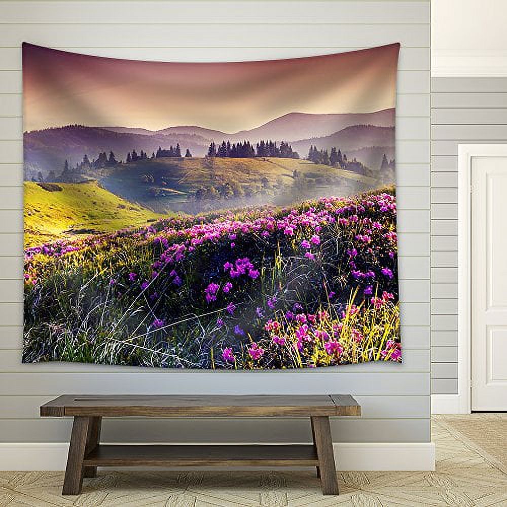 wall26 Magic Pink Rhododendron Flowers on Summer Mountain Fabric