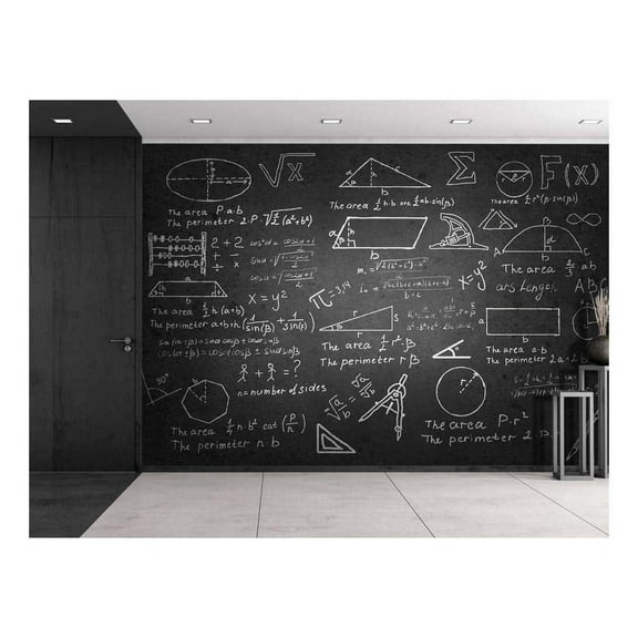 wall26 - Mathematical Problems on a Chalk Board - Wall Mural, Removable Sticker, Home Decor - 66x96 inches