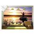 thumbnail image 1 of wall26 - Mature Man Fishing from The Boat on The Pond at Sunset - Removable Wall Mural | Self-Adhesive Large Wallpaper - 100x144 inches, 1 of 6