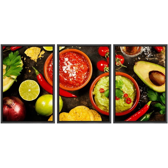 wall26 - Mexican Food Concept - Framed Canvas Art Wall Art - 16"x24"x3 BLACK