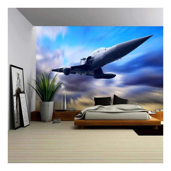 wall26 - Military Airplan on The Speed - Removable Wall Mural | Self-Adhesive Large Wallpaper - 100x144 inches