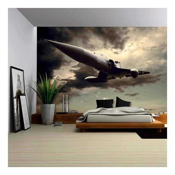 wall26 - Military Airplan on The Speed - Removable Wall Mural | Self-Adhesive Large Wallpaper - 100x144 inches