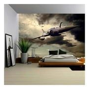 wall26 - Military Airplan on The Speed - Removable Wall Mural | Self-Adhesive Large Wallpaper - 66x96 inches