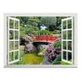 thumbnail image 1 of wall26 Modern White Window Looking Out Into a Red Bridge Over a Lake Surrounded by Beautiful Trees - Wall Mural, Removable Sticker, Home Decor - 36x48 inches, 1 of 5